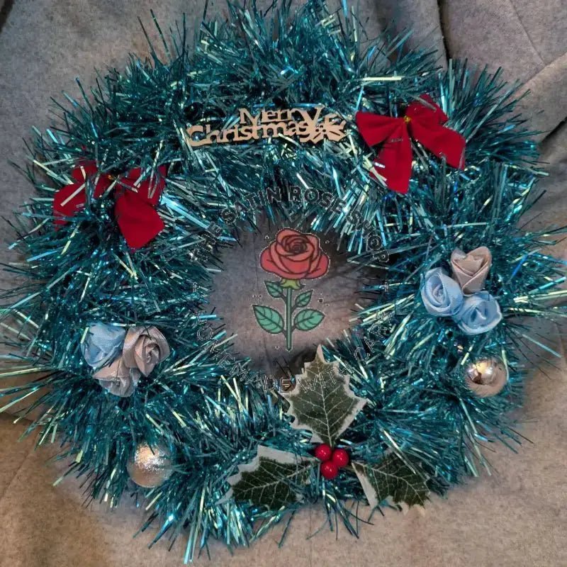 Blue Homemade Christmas Wreaths for Christmas Decor - The Satin Rose Shop