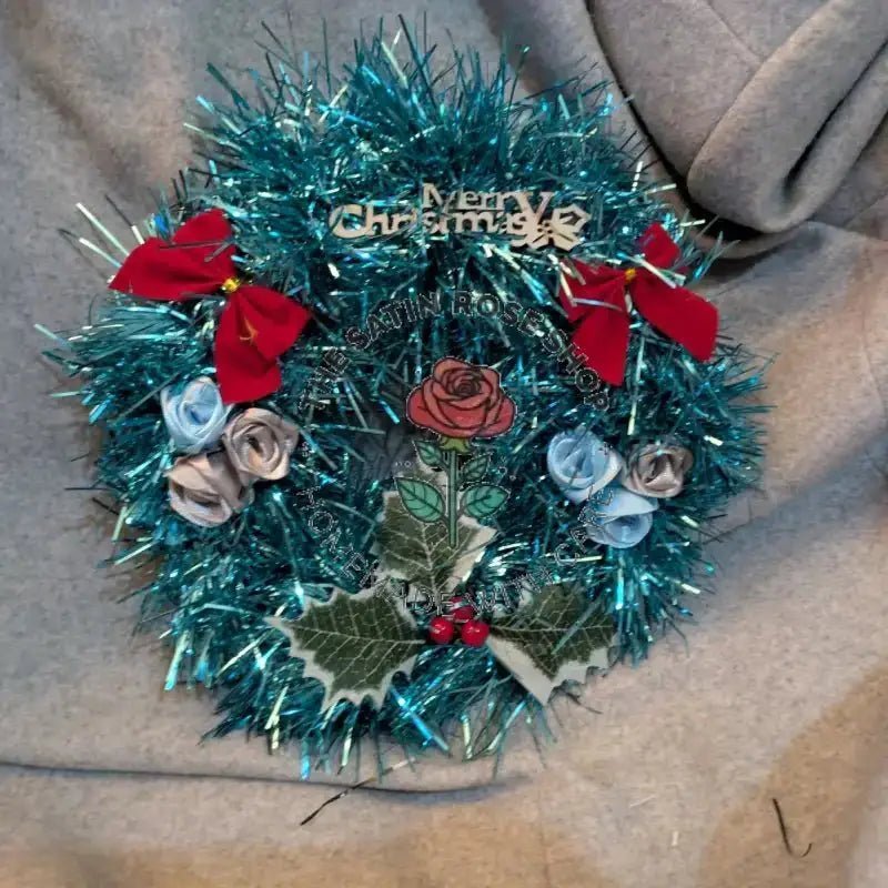 Blue Homemade Christmas Wreaths for Christmas Decor - The Satin Rose Shop