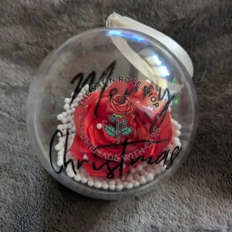 Christmas Shakeable Bauble with Satin Rose for Festive Charm - The Satin Rose Shop