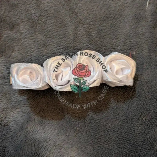 Crocodile Hairclips with Red and White Satin Roses Pack of Three - The Satin Rose Shop
