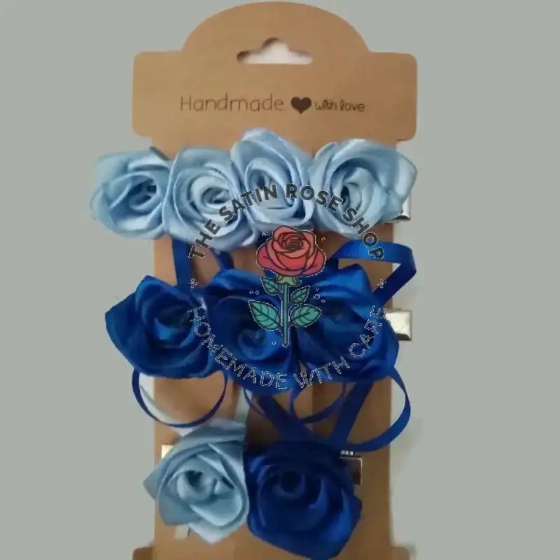 Elegant Crocodile Hairclips with Handmade Satin Roses in Various Colors - The Satin Rose Shop