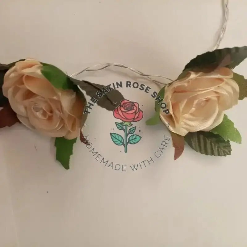 Elegant LED Lights with Cream Satin Roses for Charming Illumination - The Satin Rose Shop