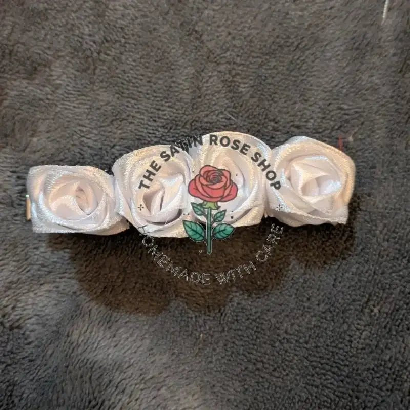 Green and White Satin Rose Crocodile Hairclips Pack of Three - The Satin Rose Shop