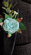 Handmade Aqua Satin Rose Boutonnieres for Prom and Weddings - The Satin Rose Shop