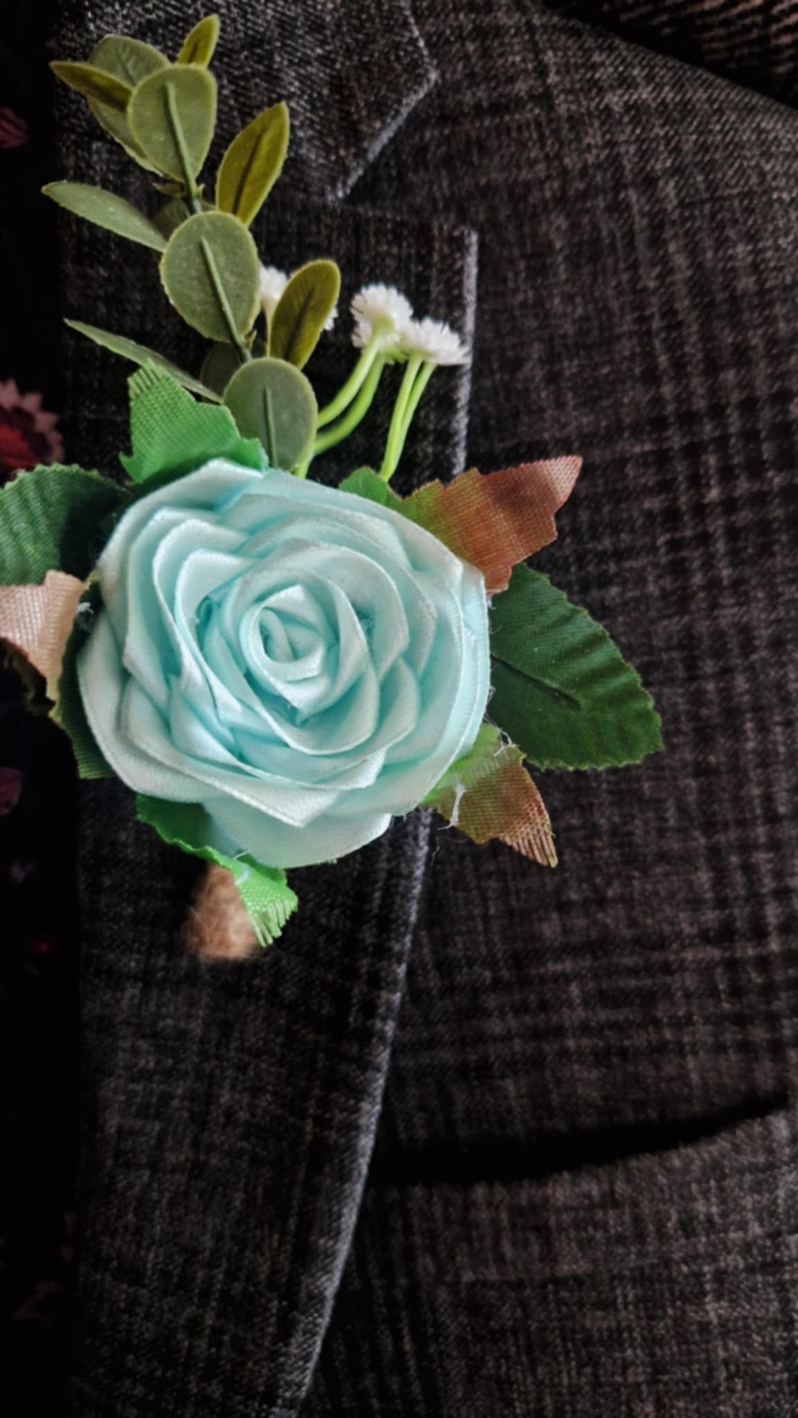 Handmade Aqua Satin Rose Boutonnieres for Prom and Weddings - The Satin Rose Shop