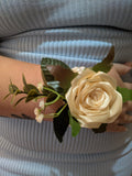 Handmade Cream Satin Rose Corsages - Elegant Wedding and Prom Accessories - The Satin Rose Shop