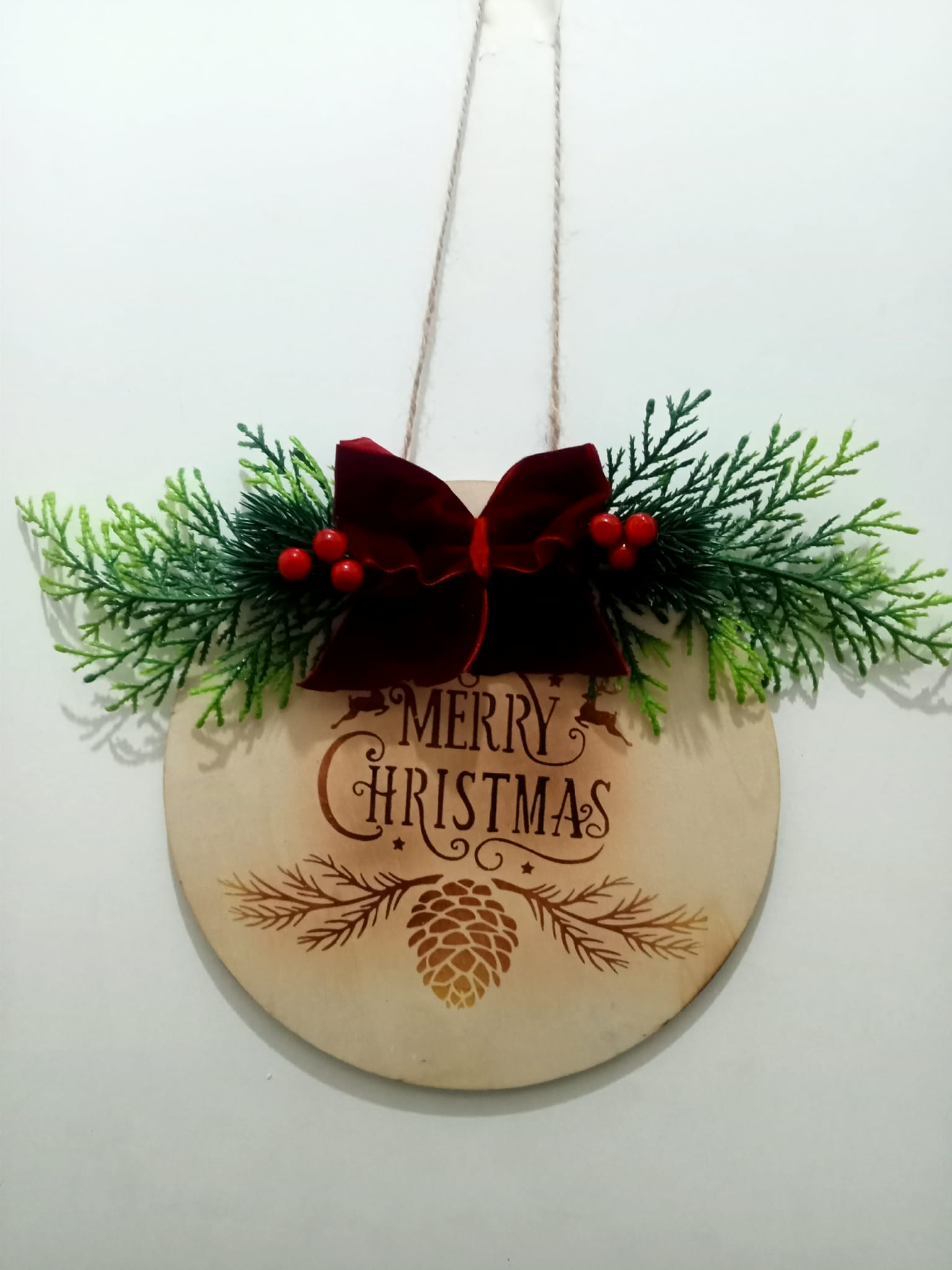 Handmade “Merry Christmas” Circular Wall Plaque - The Satin Rose Shop