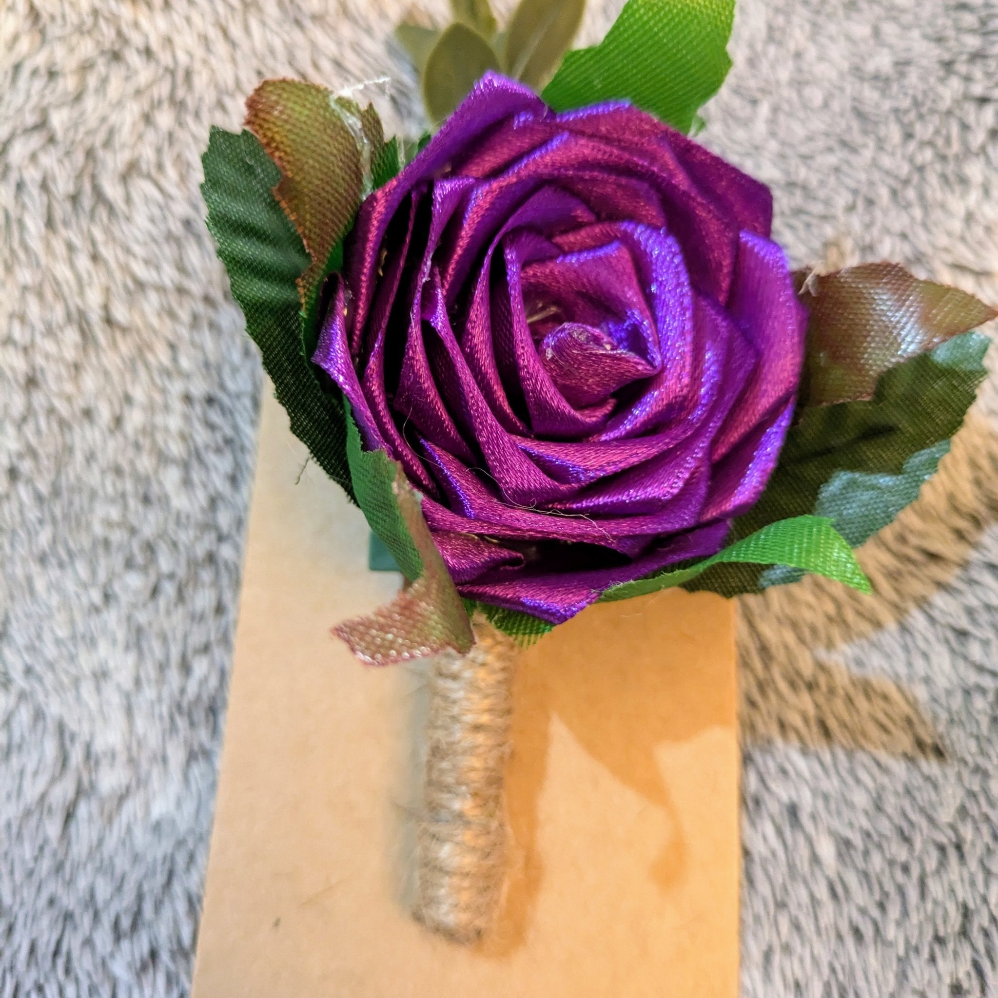 Handmade Purple Satin Rose Boutonnieres for Prom and Weddings - The Satin Rose Shop
