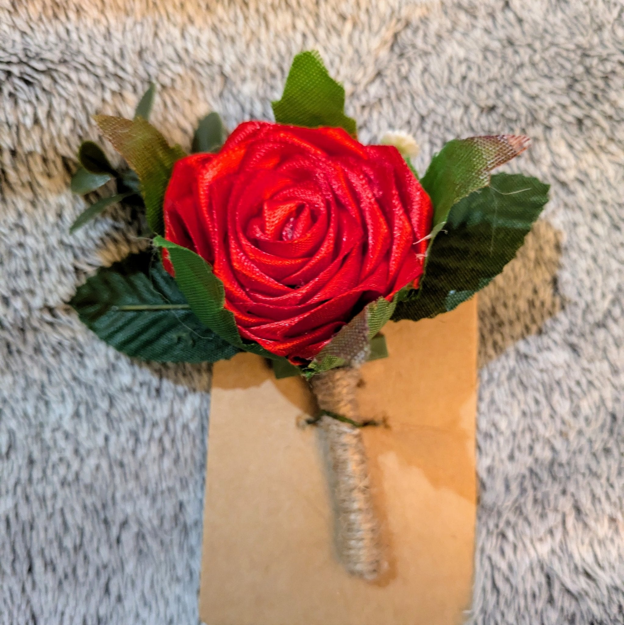 Handmade Red Satin Rose Boutonnieres for Proms and Weddings - The Satin Rose Shop