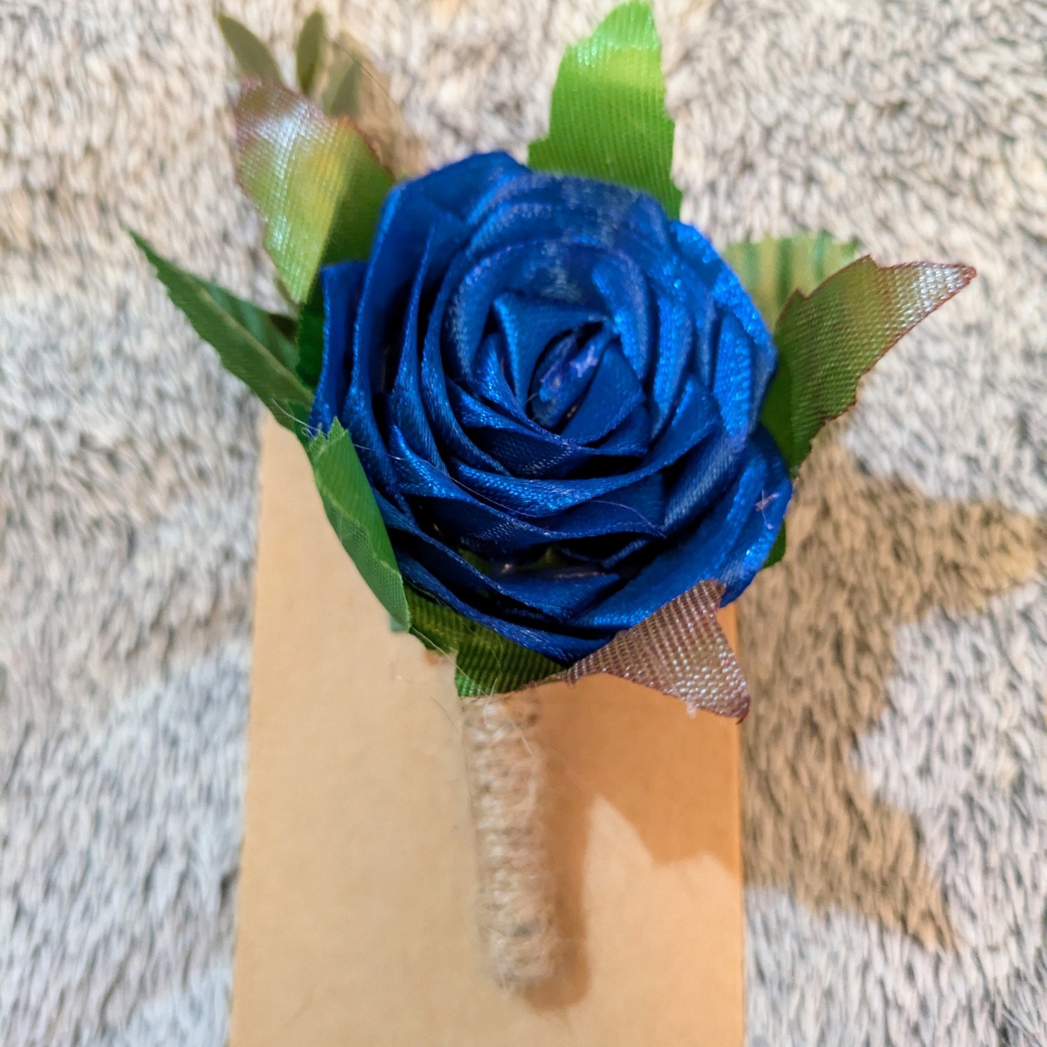 Handmade Royal Blue Satin Rose Boutonnieres for Prom and Weddings - The Satin Rose Shop