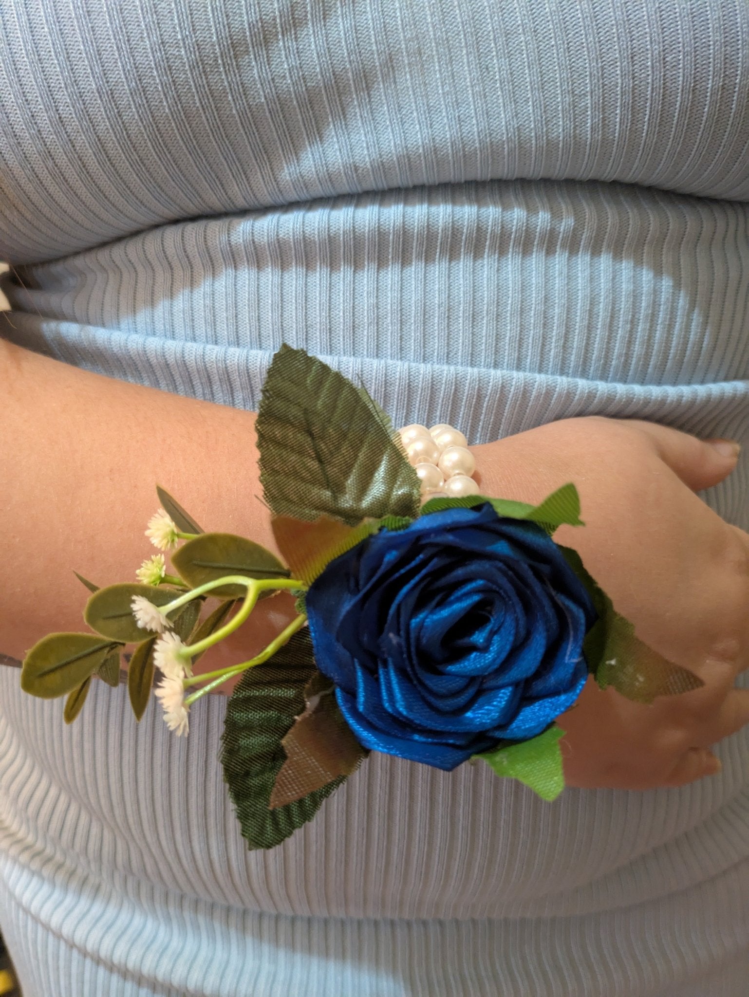 Handmade Royal Blue Satin Rose Corsages - Elegant Wedding and Prom Accessories - The Satin Rose Shop