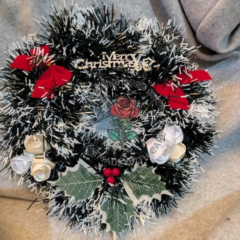 Homemade Christmas Wreaths - Green and White - The Satin Rose Shop