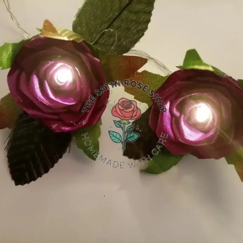 LED Lights with Purple Satin Roses for Elegant Room Illumination - The Satin Rose Shop