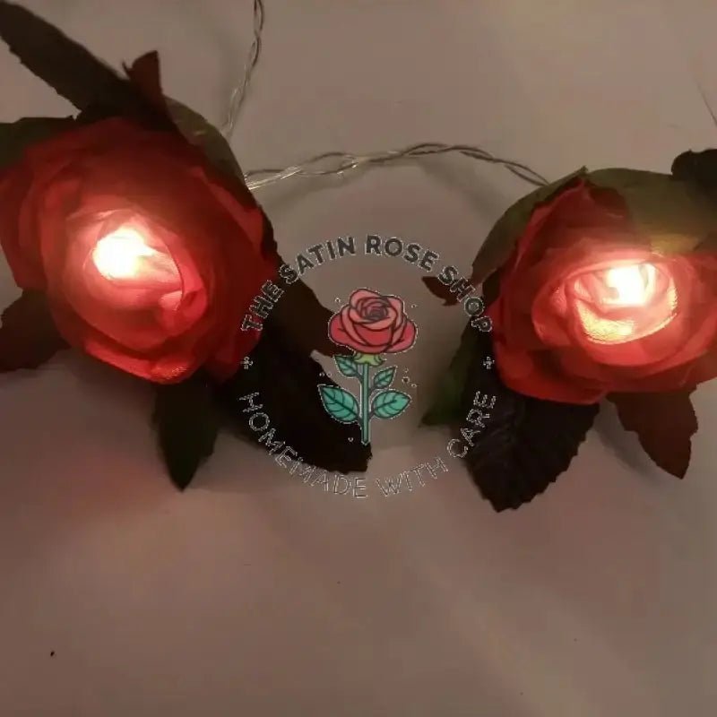 LED Lights with Red Satin Rose for Elegant Room Illumination - The Satin Rose Shop
