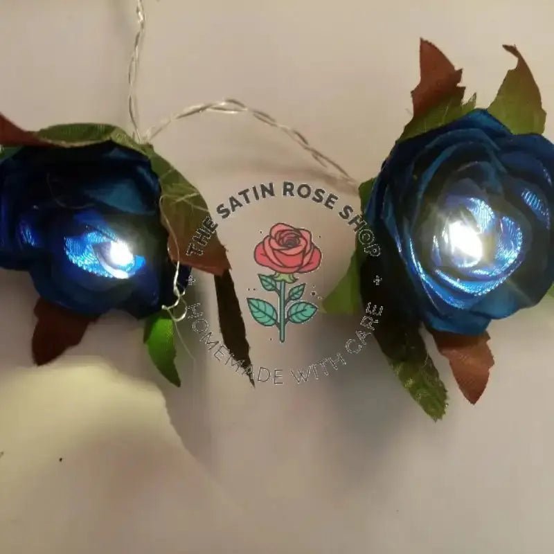 LED Lights with Royal Blue Satin Rose for Elegant Home Décor - The Satin Rose Shop