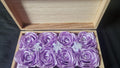 Light orchid Satin Roses in Latching Wooden Box for Gifts and Decor from The Satin Rose Shop