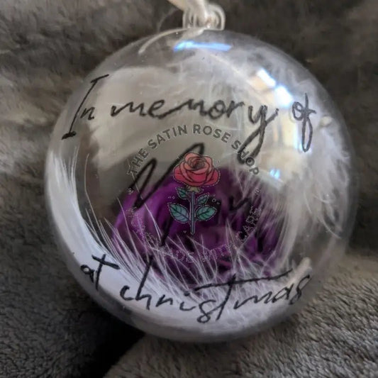 Purple Satin Rose Bauble In Memory of Nan for Christmas - The Satin Rose Shop