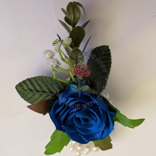 Royal Blue Satin Rose Corsage for Weddings and Proms - The Satin Rose Shop
