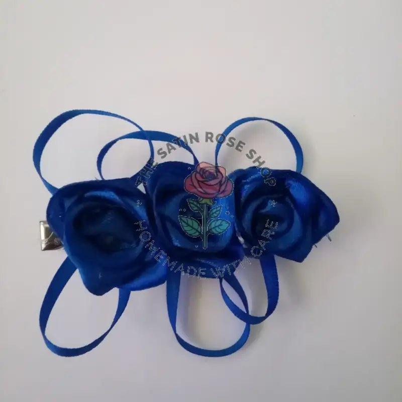 Royal Blue Satin Rose Homemade Crocodile Hairclips for Stylish Hair - The Satin Rose Shop