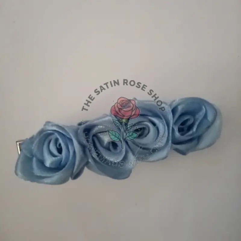 Royal Blue Satin Rose Homemade Crocodile Hairclips for Stylish Hair - The Satin Rose Shop