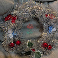Silver Homemade Christmas Wreath with Satin Roses and Holly - The Satin Rose Shop